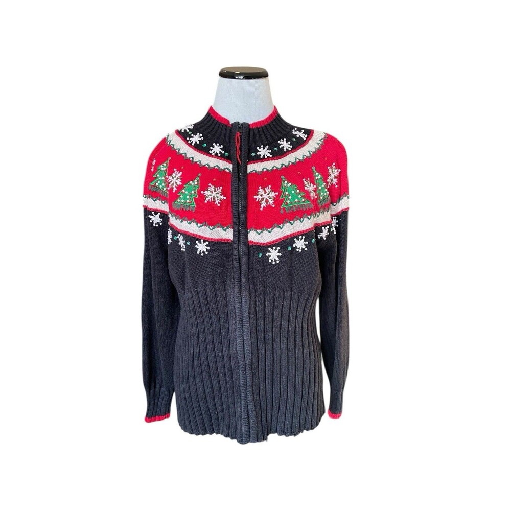 ASO Judy Greer Halloween Kills Christmas Sweater Size L Tiara International Ugly - Picture 2 of 14